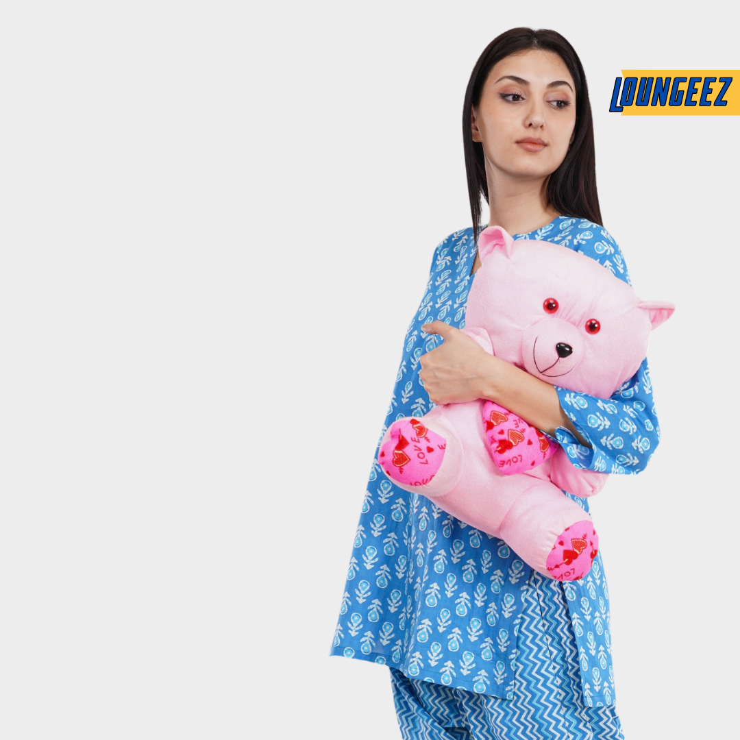 Loungeez Sky Blue Printed Kurti