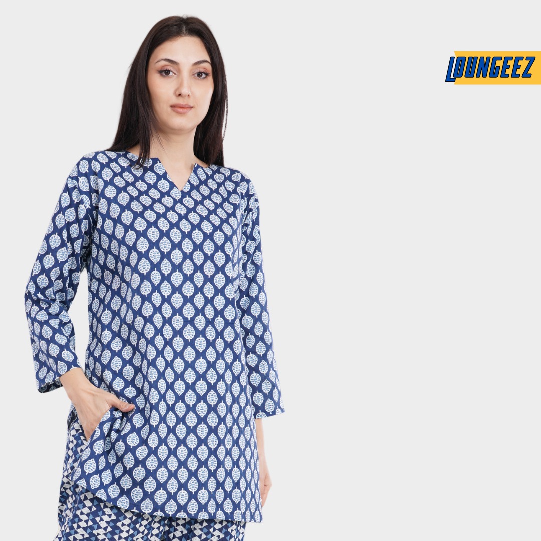 Loungeez Blue Printed Kurti