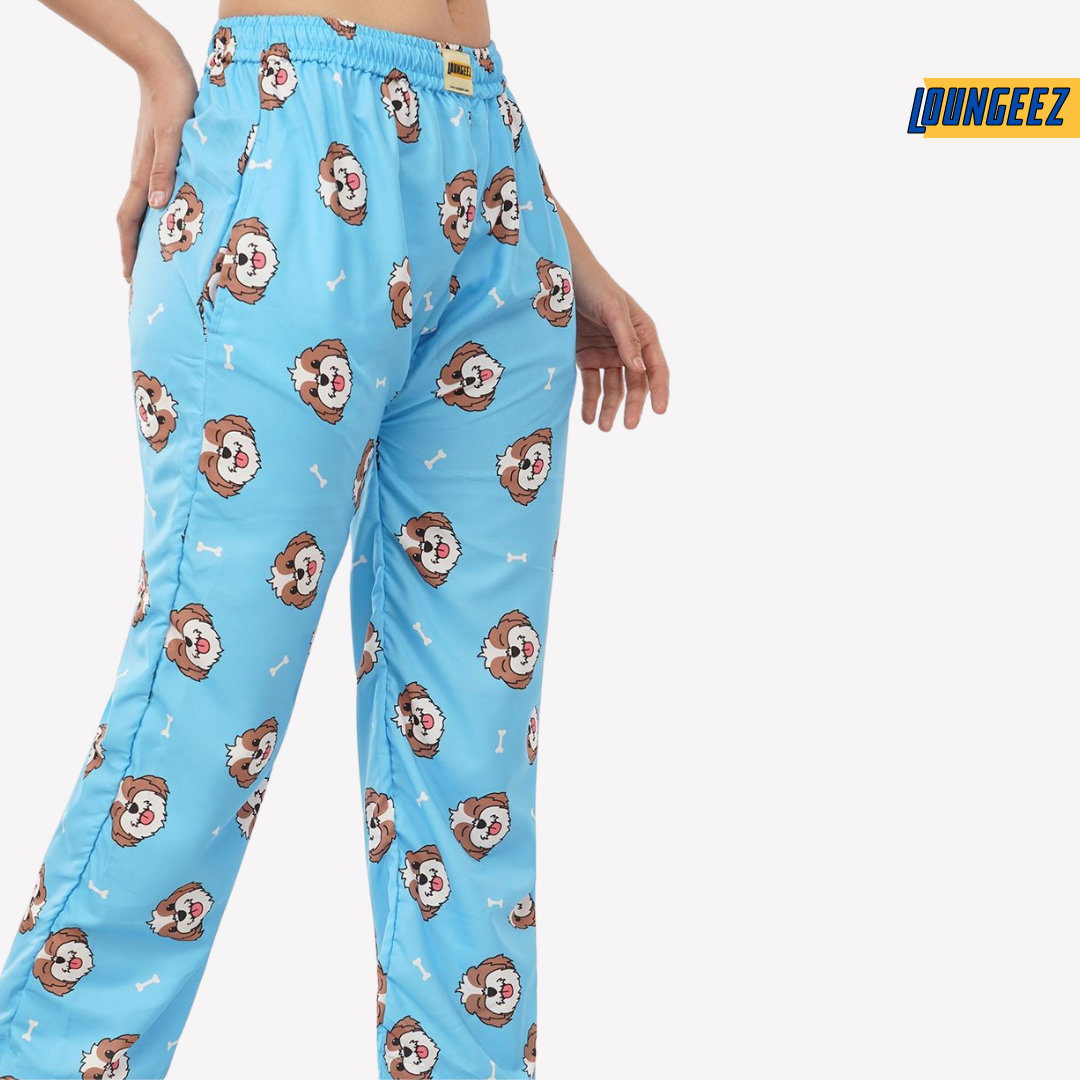 Loungeez Blue Puppy Printed Pajama