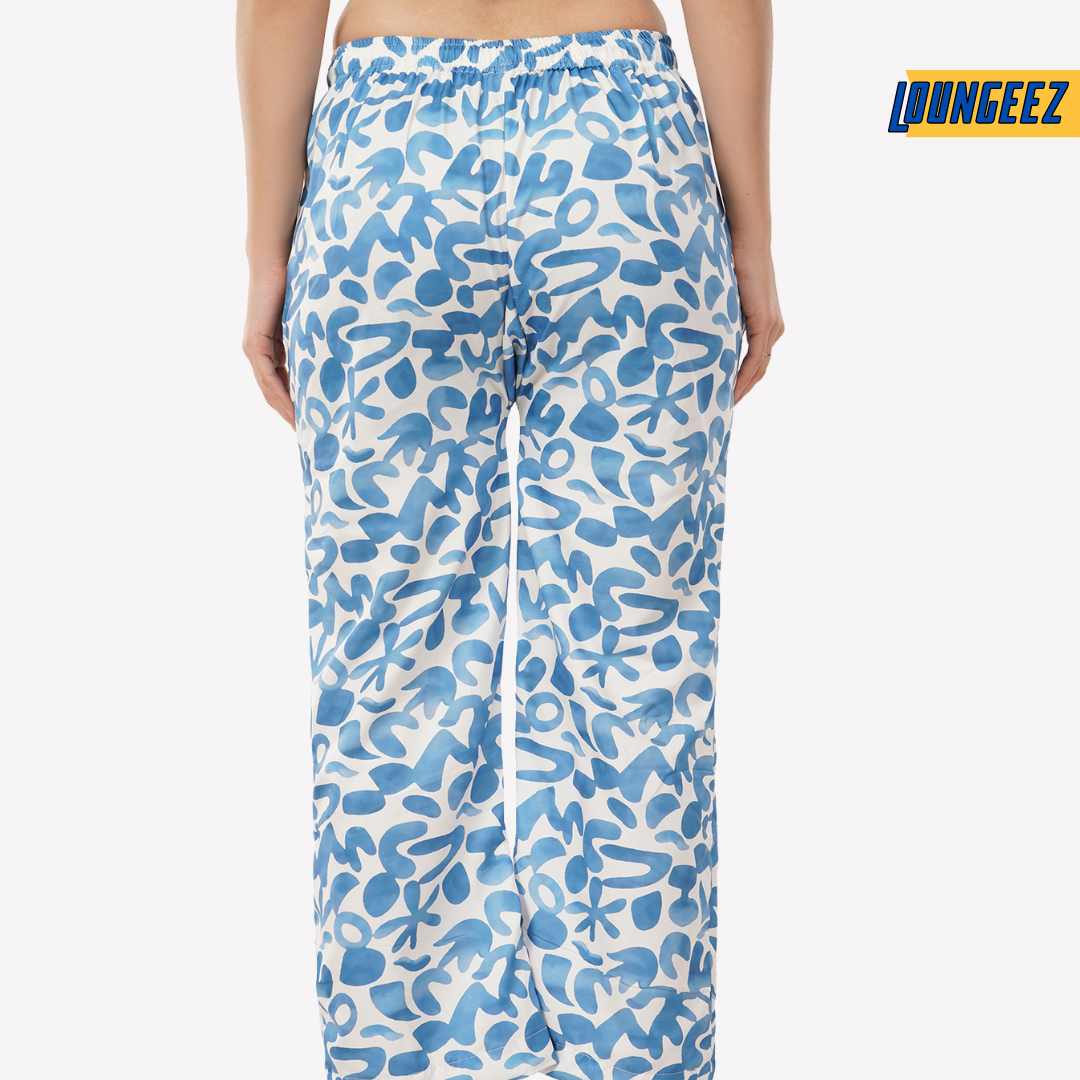 Loungeez White/Blue Printed EverLast Pajama
