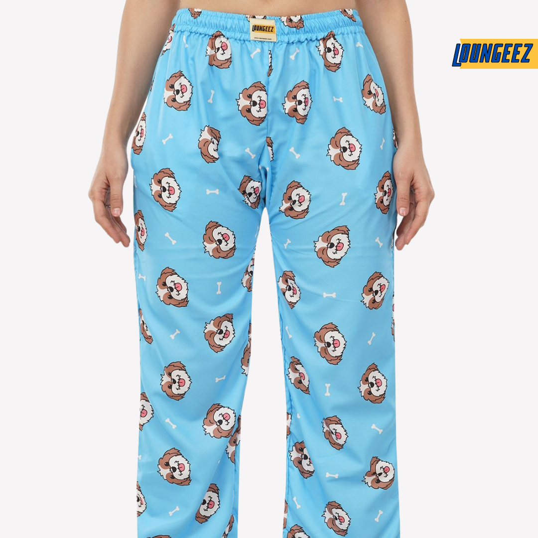 Loungeez Blue Puppy Printed Pajama
