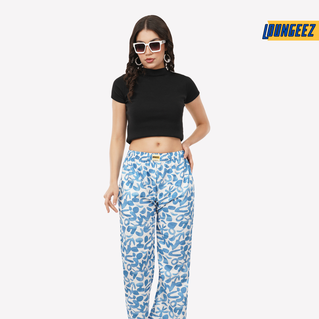 Loungeez White/Blue Printed EverLast Pajama