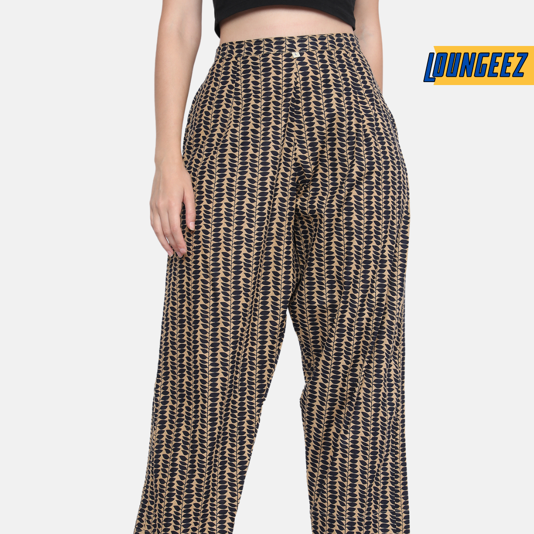 Loungeez Gold leaf printed Pure Cotton Pant