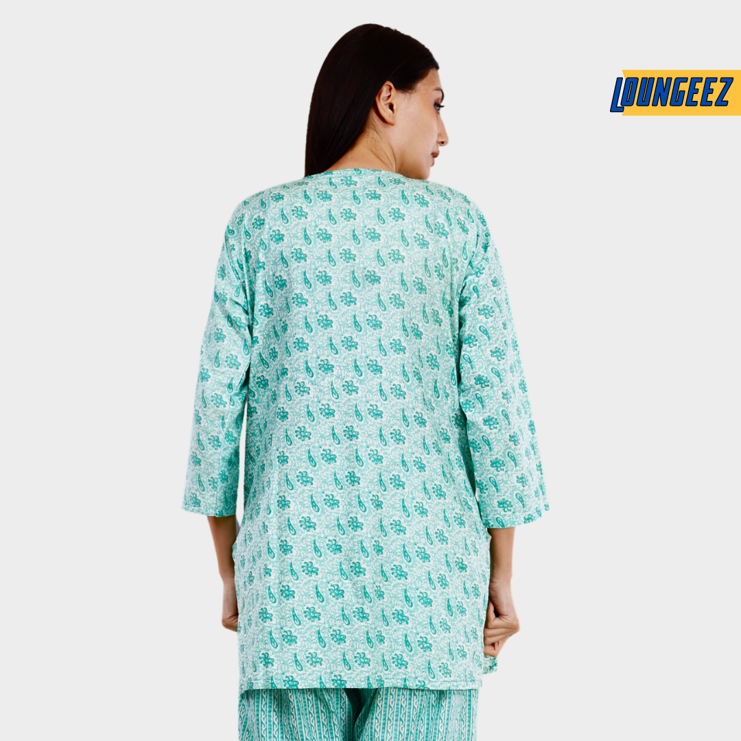 Loungeez Light Green Printed Kurti
