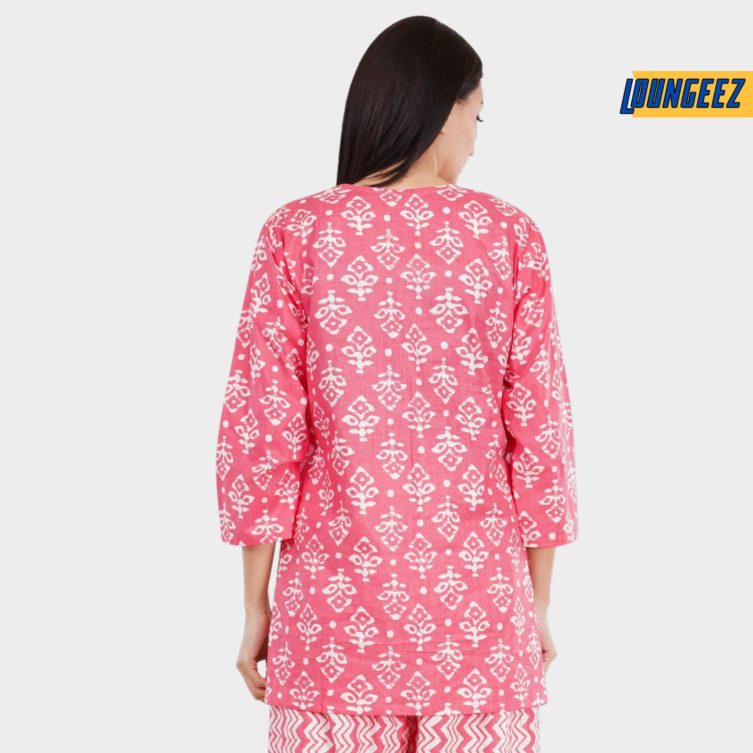 Loungeez Pink Printed Kurti