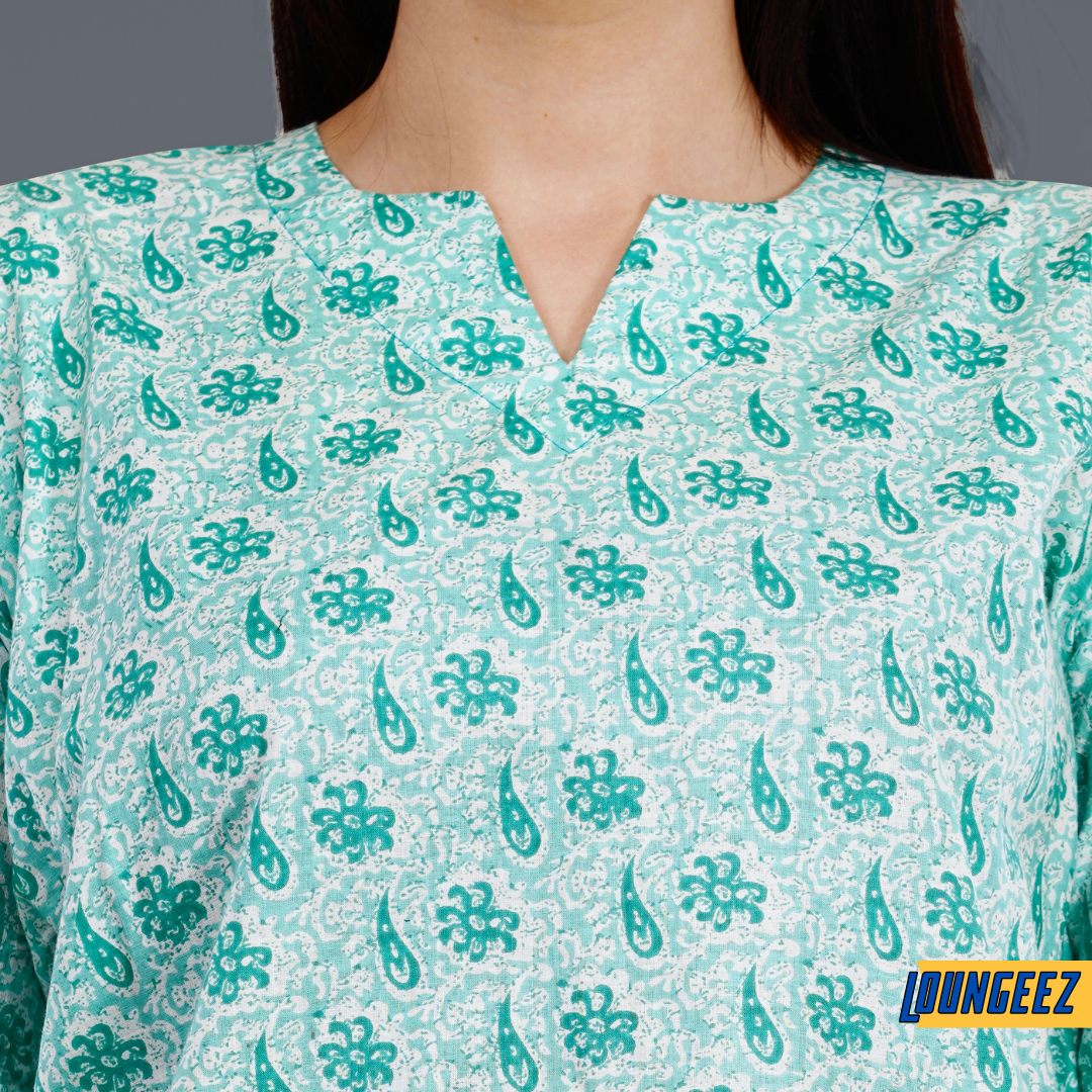 Loungeez Light Green Printed Kurti