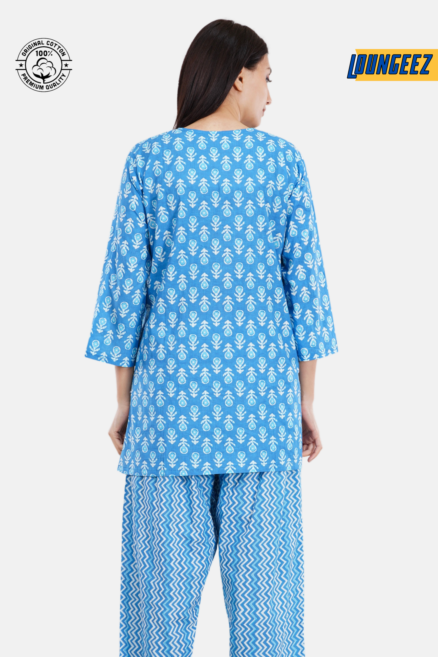 Loungeez Blue/White Kurti Set