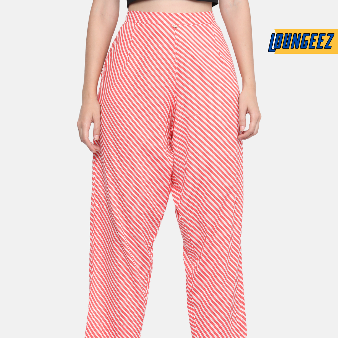 Loungeez Pink Printed Pure Cotton pants