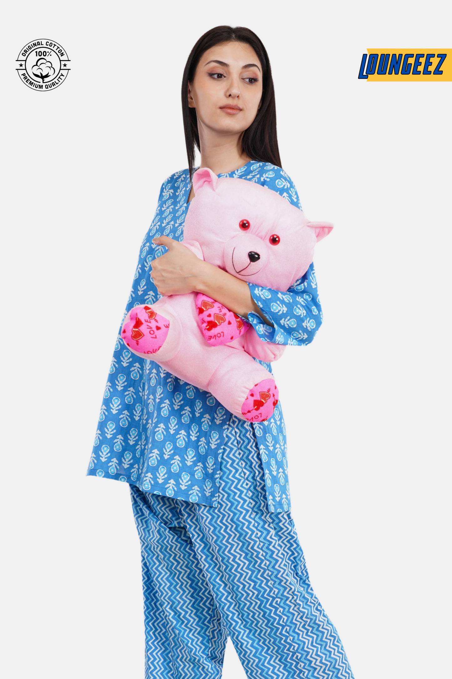 Loungeez Blue/White Kurti Set