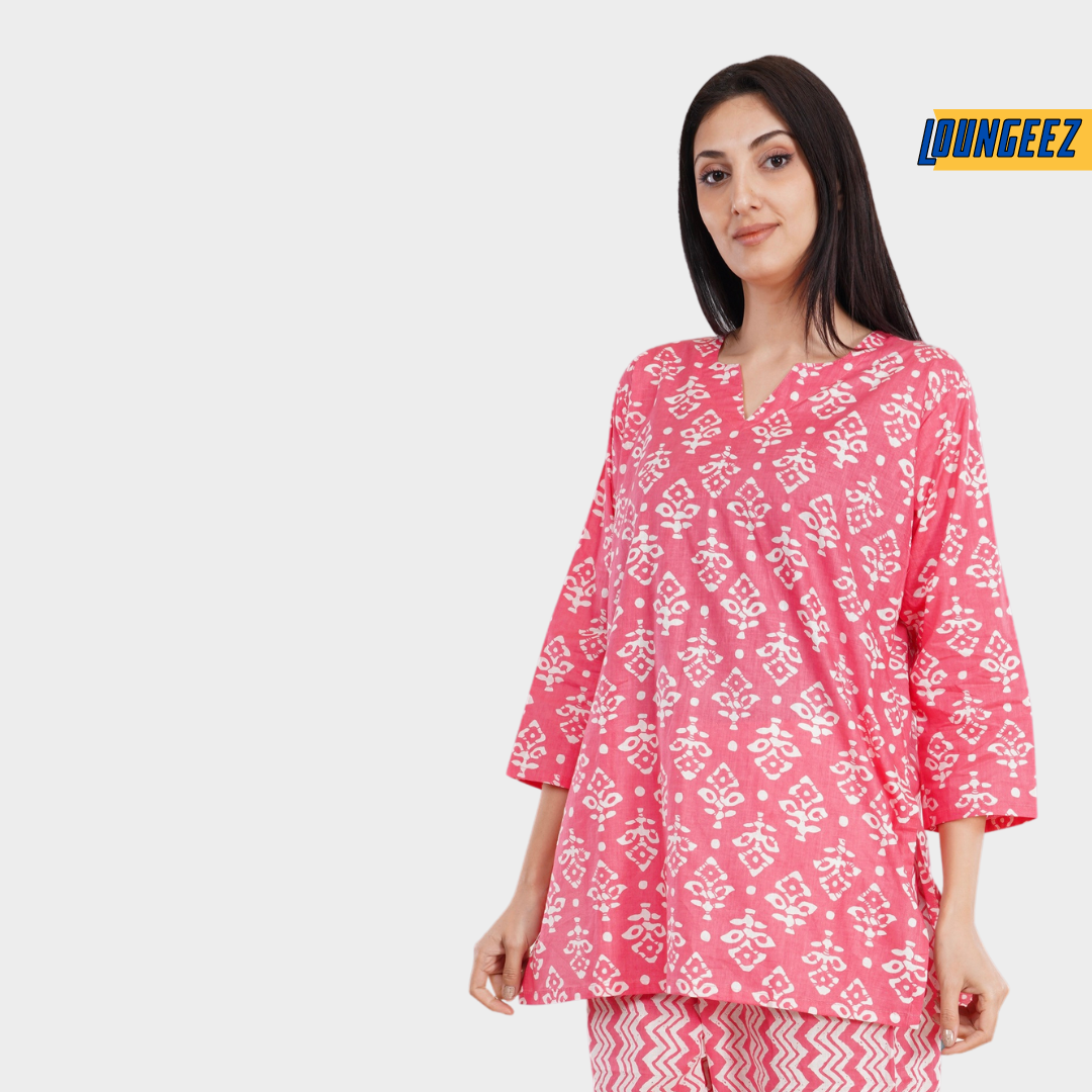 Loungeez Pink Printed Kurti