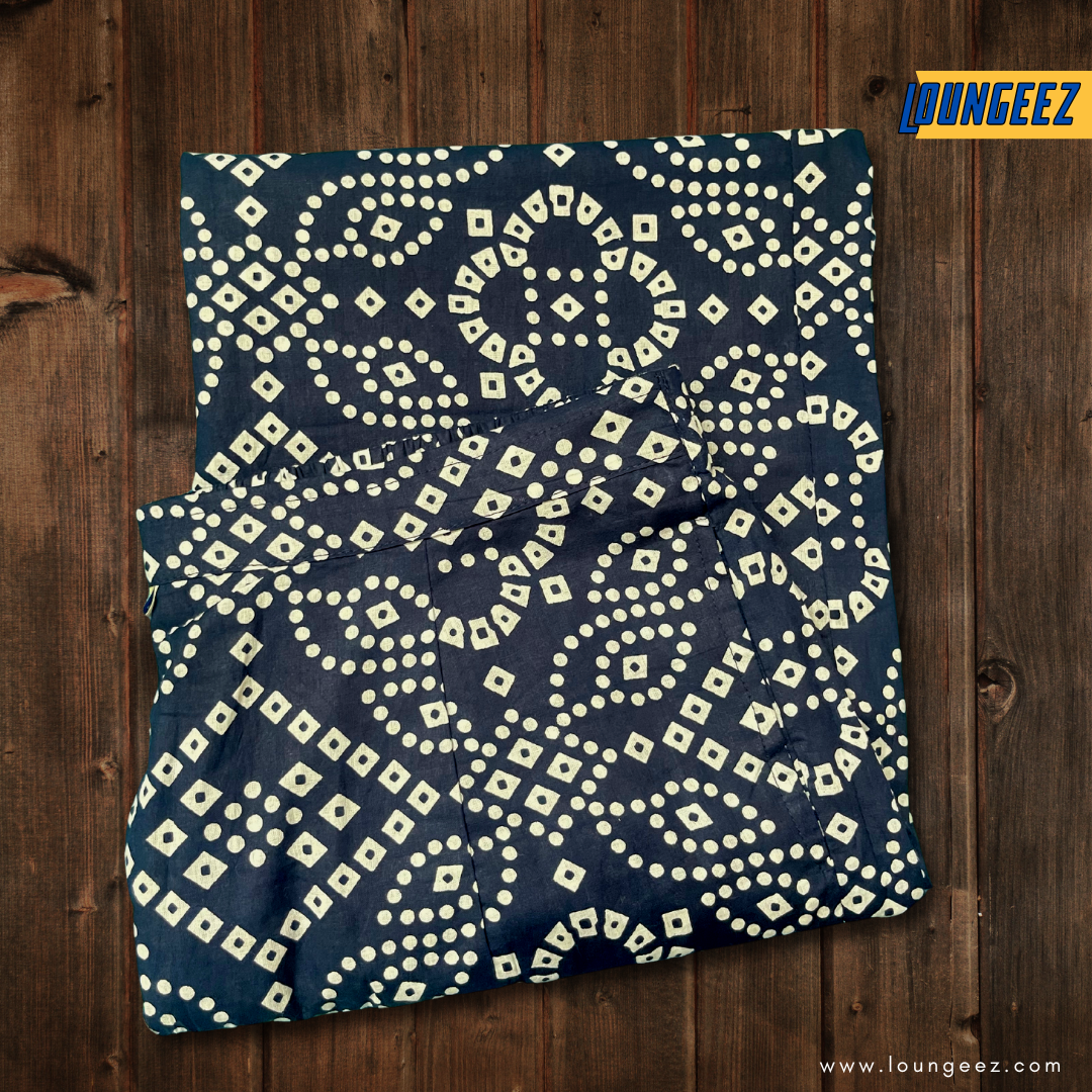 Loungeez Blue Printed Pure Cotton Pant