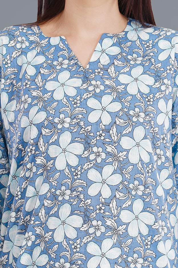 Loungeez Grey Floral Printed Kurti set