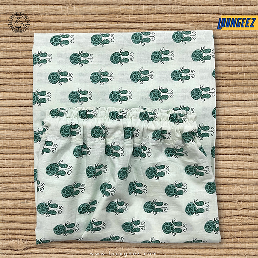 White/Green Printed Pants