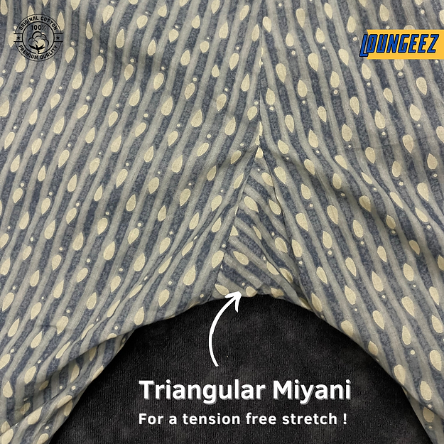 Loungeez Grey Ethnic Striped Printed Pant