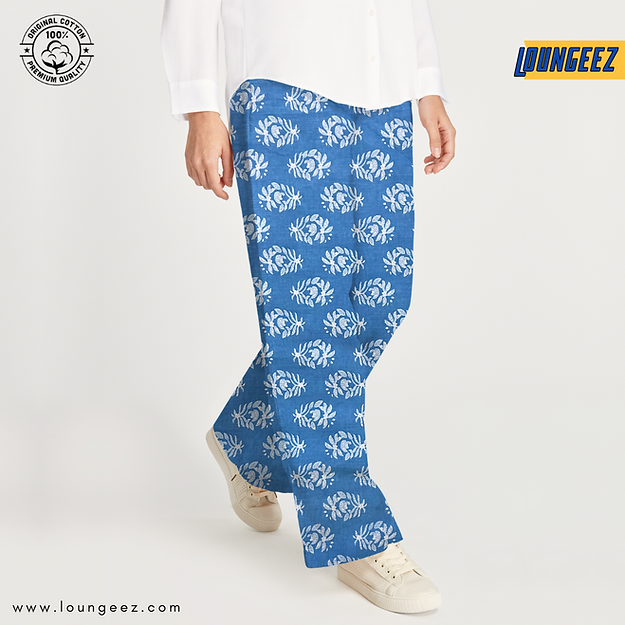 Light Blue/White Printed Pants