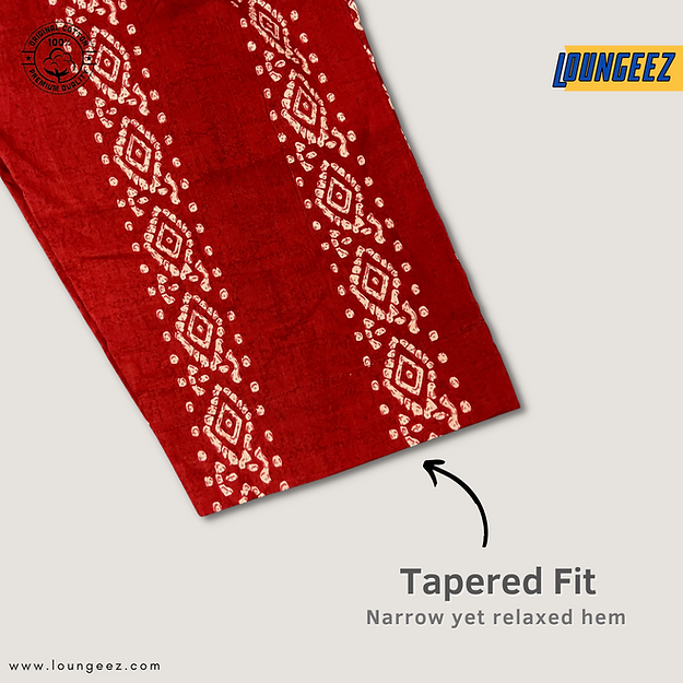 Loungeez Red/Beige Ethnic Printed Cotton Pant