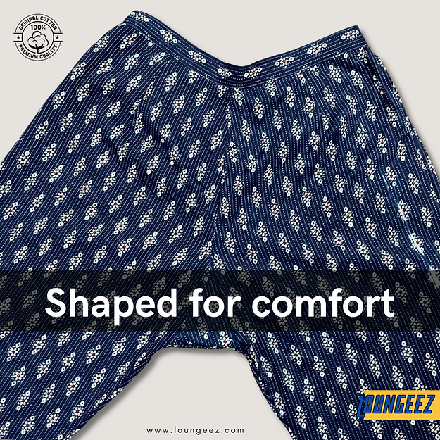 Loungeez Navy Blue Floral Printed Cotton Pant