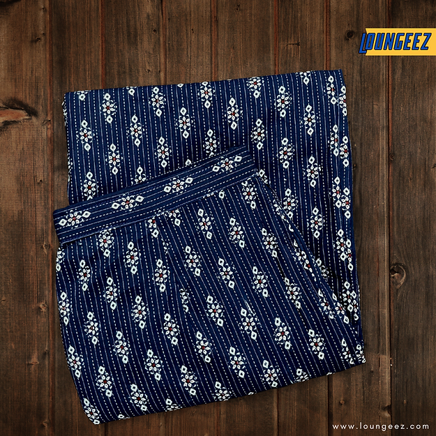 Loungeez Navy Blue Floral Printed Cotton Pant