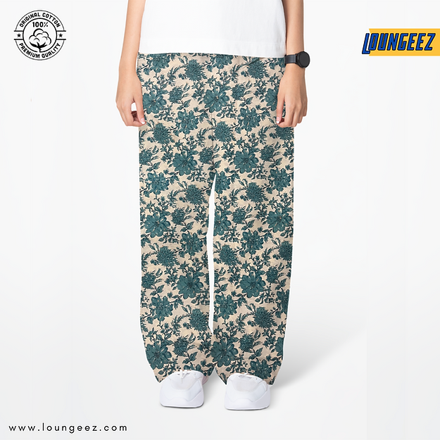 Green/Beige Floral Printed Pants