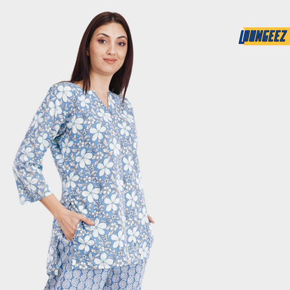 Loungeez Grey Floral Printed Kurti