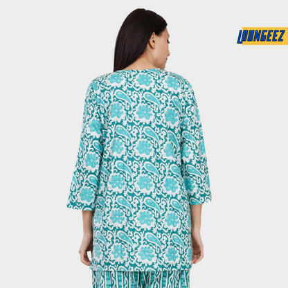 Loungeez Green Floral Printed Kurti