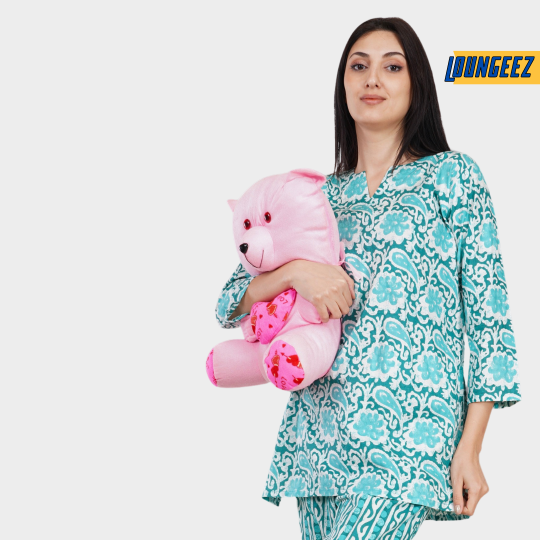 Loungeez Green Floral Printed Kurti