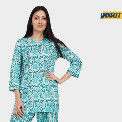 Loungeez Green Floral Printed Kurti