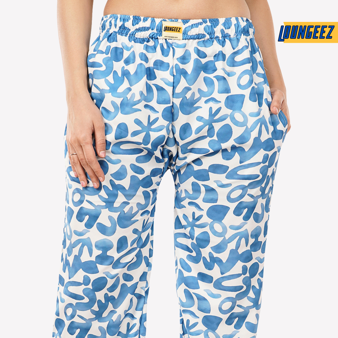 Loungeez White/Blue Printed EverLast Pajama