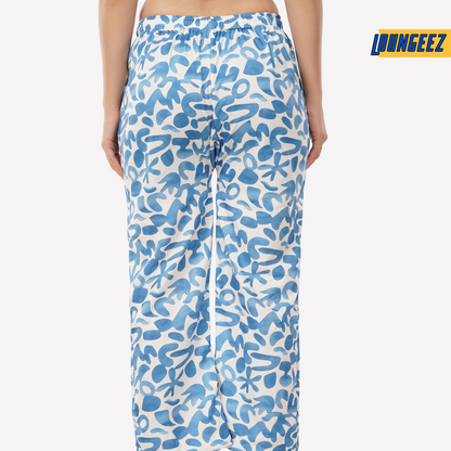 Loungeez White/Blue Printed EverLast Pajama