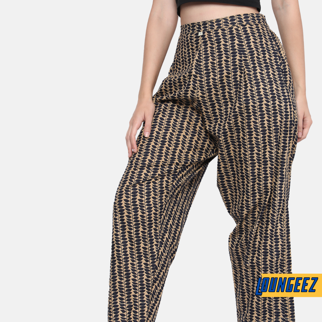 Loungeez Gold leaf printed Pure Cotton Pant