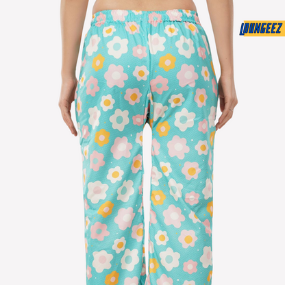 Loungeez Light Green Floral Printed Pajama