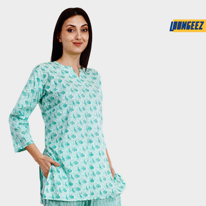 Loungeez Light Green Printed Kurti