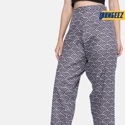 Loungeez Grey Ethnic Striped Printed Pant