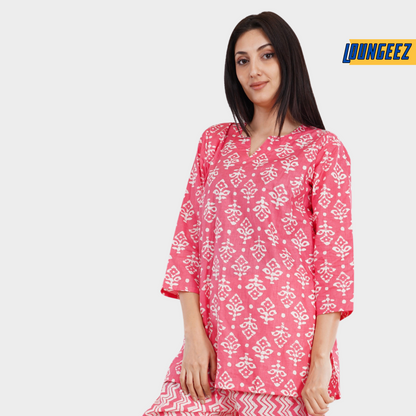 Loungeez Pink Printed Kurti