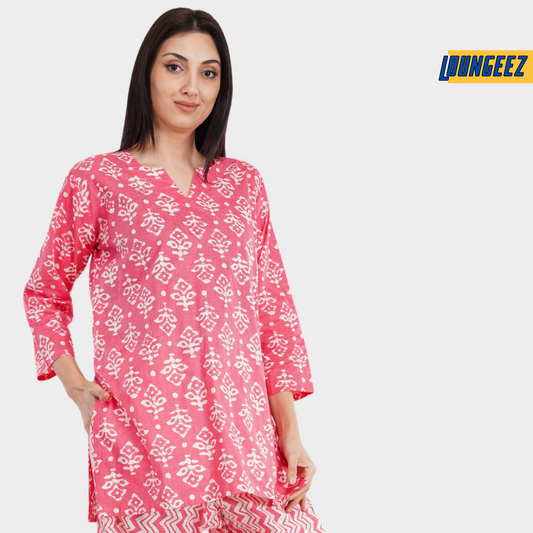Loungeez Pink Printed Kurti