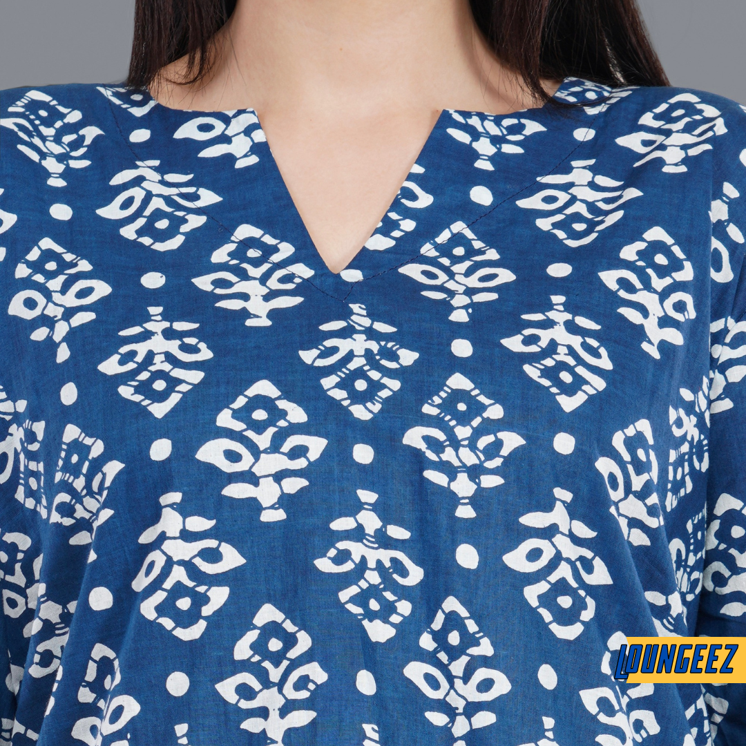 Loungeez Navy Blue Printed Kurti