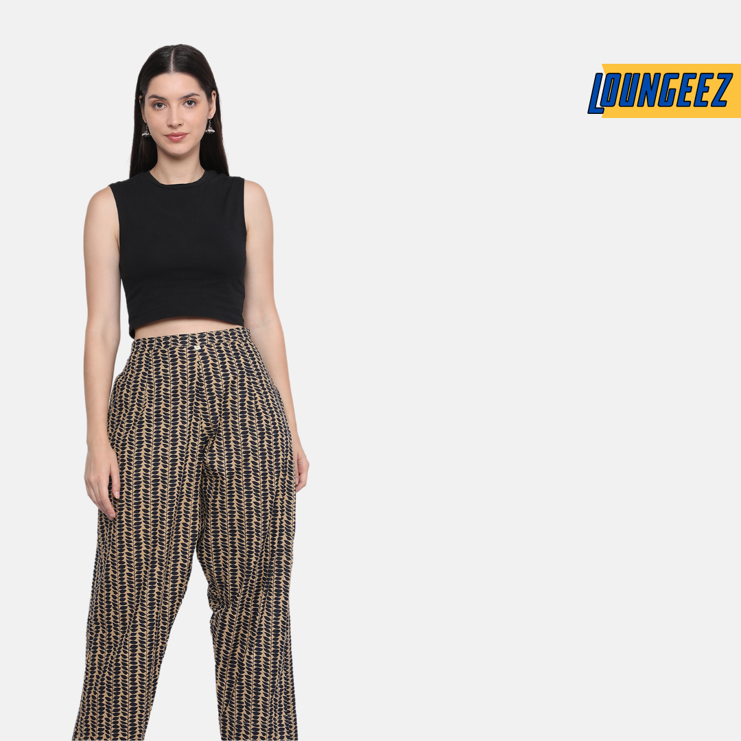 Loungeez Gold leaf printed Pure Cotton Pant