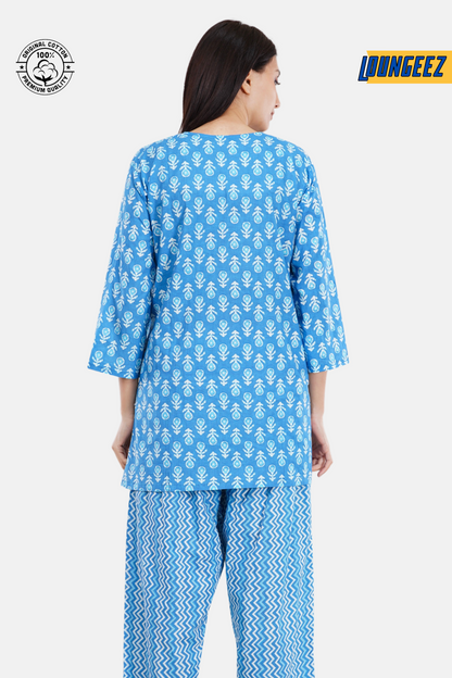 Loungeez Blue/White Kurti Set