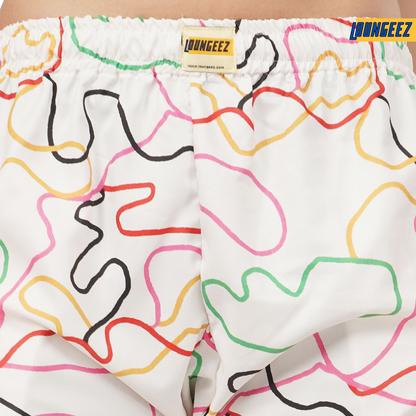 Loungeez White Abstract Printed Pajama