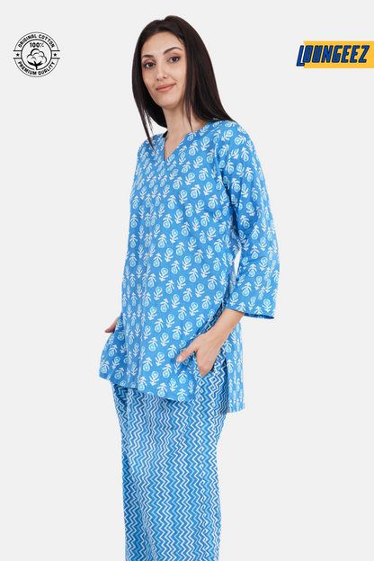 Loungeez Blue/White Kurti Set