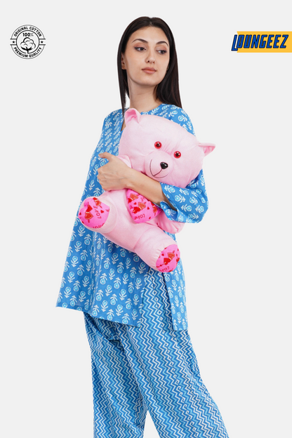 Loungeez Blue/White Kurti Set