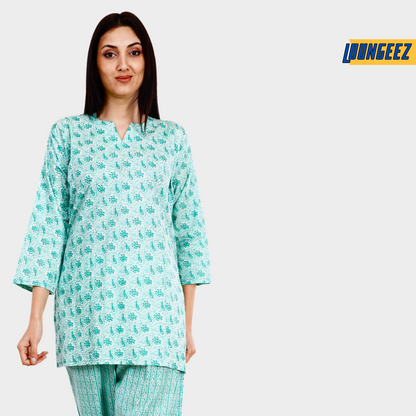 Loungeez Light Green Printed Kurti