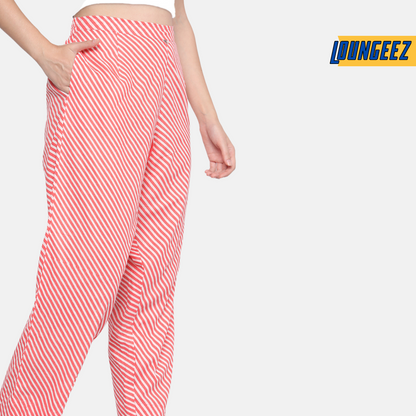 Loungeez Pink Printed Pure Cotton pants