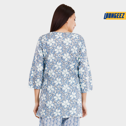 Loungeez Grey Floral Printed Kurti
