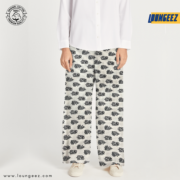 Loungeez White Motif printed Pant