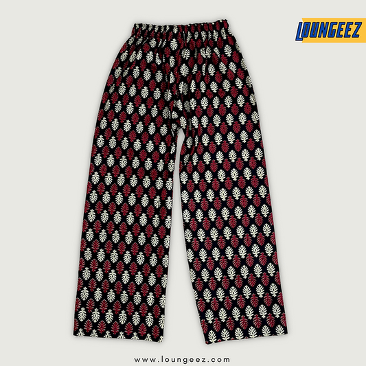 Black Floral Printed Pure Cotton Pant