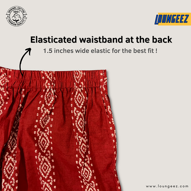 Loungeez Red/Beige Ethnic Printed Cotton Pant