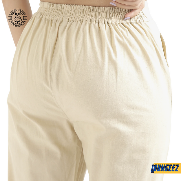 Off White Cotton Straight Pant