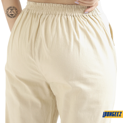 Off White Cotton Straight Pant