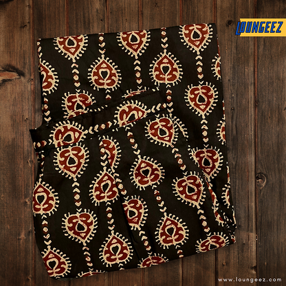 Loungeez Black/Gold/Maroon Printed Cotton Pant